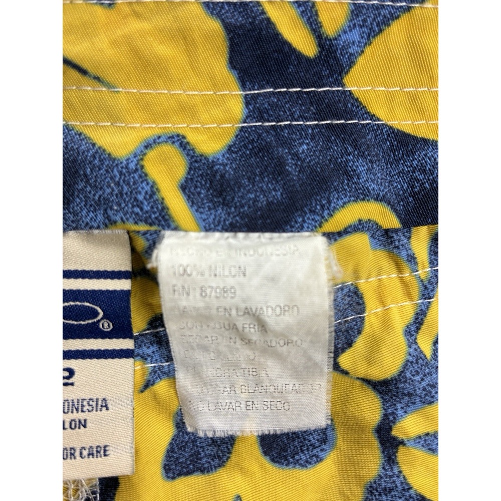 Vintage Op Ocean Pacific Men's 32 Yellow Blue Floral Nylon Surf Board Shorts - Picture 6 of 7